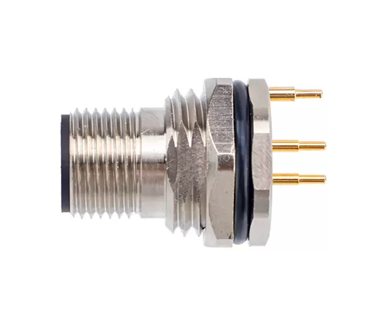 M12 Male Back Mount Socket (PCB, Grounded type)