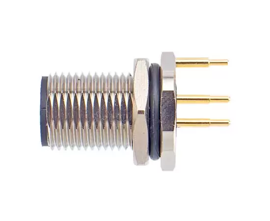 M12 Male Back Mount Socket (PCB, Screw M12*1, Grounded type)