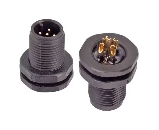 M12 Male Back Mount Socket(Solder, Screw M12*1, Plastic type)