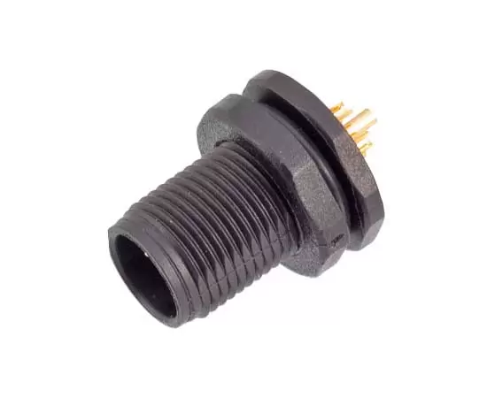 M12 Male Back Mount Socket(Solder, Screw M12*1, Plastic type)