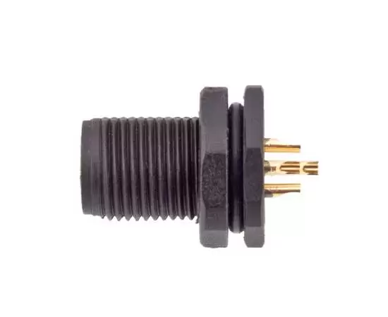 M12 Male Back Mount Socket(Solder, Screw M12*1, Plastic type)