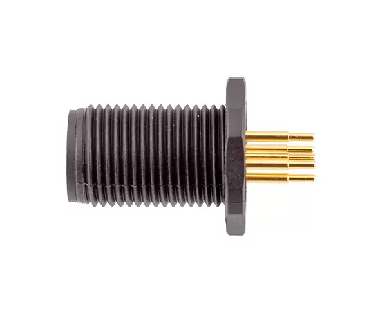 M12 Male Back Mount Socket (PCB, Screw M12*1, Plastic type)