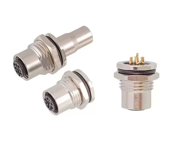 M12 Female Back Mount Socket Solder Screw M16*1.5/PG9 Shileded