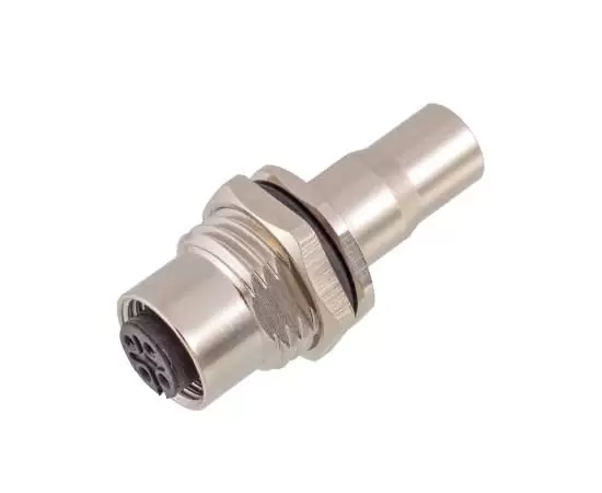 M12 Female Back Mount Socket Solder Screw M16*1.5/PG9 Shileded