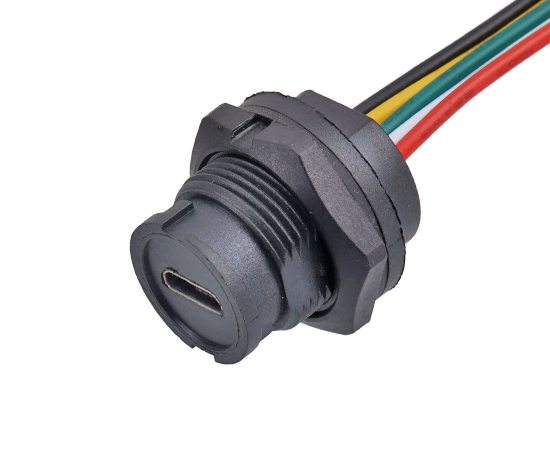 MICRO USB Female Back Mount Receptacle With Wire(Bayonet)