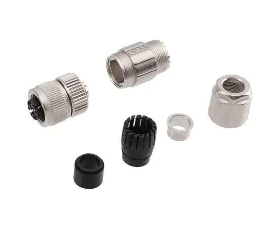 M12 Straight Female Metal Assembled Plug (Data type, Solder, PG9)