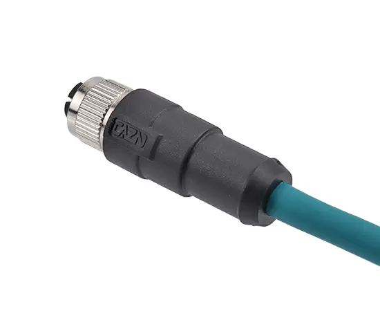 M12 Straight Female Overmolded Plug (Data type, Shielded)