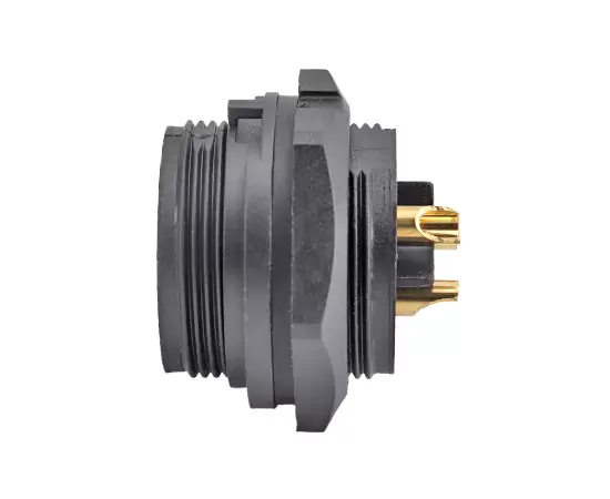 E13 Front Mount Solder Male Receptacle (Threaded)
