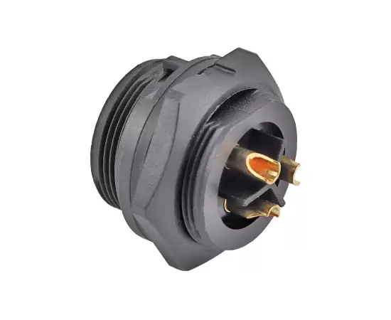 E13 Front Mount Solder Male Receptacle (Threaded)