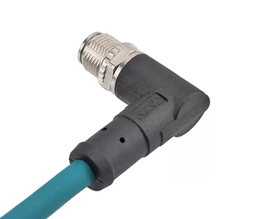 M12 Angled Male Overmolded Plug (Data type, Shielded)