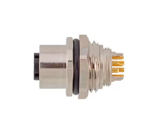 M12 Female Back Mount Socket (Data type, Solder, Screw M16*1.5)