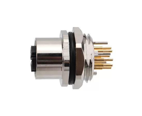 M12 Female Front Mount Socket (Data type, PCB, Screw M16*1.5)