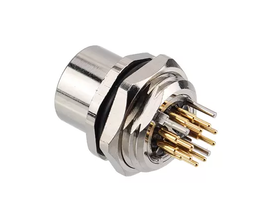 M12 Female Front Mount Socket (Data type, PCB, Screw M16*1.5)