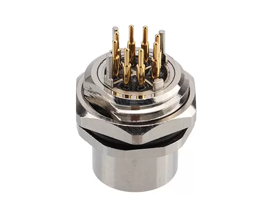 M12 Female Front Mount Socket (Data type, PCB, Screw M16*1.5)