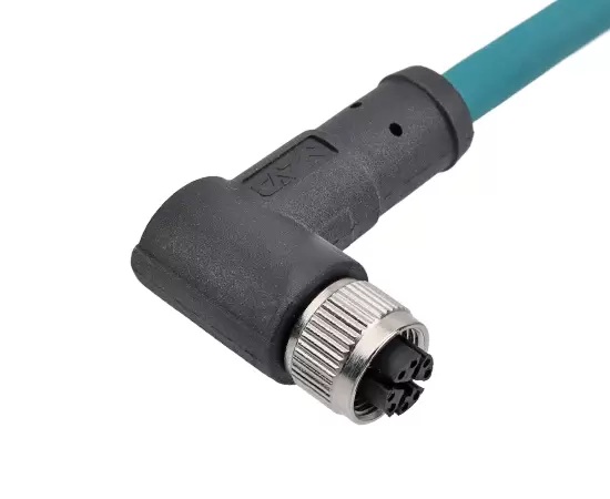 M12 Angled Female Overmolded Plug (Data type, Shielded)