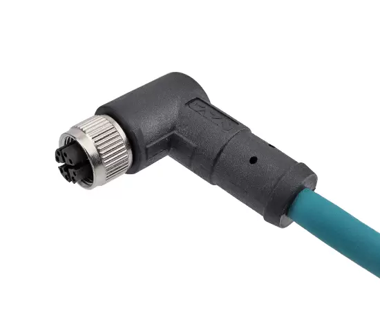 M12 Angled Female Overmolded Plug (Data type, Shielded)