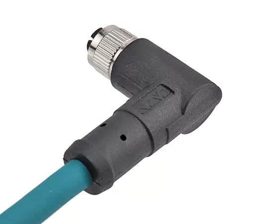 M12 Angled Female Overmolded Plug (Data type, Shielded)