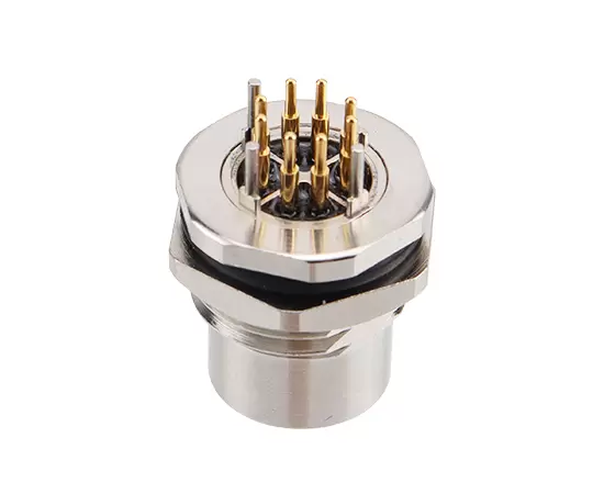 M12 Female Back Mount Socket (Data type, PCB, Screw M16*1.5)