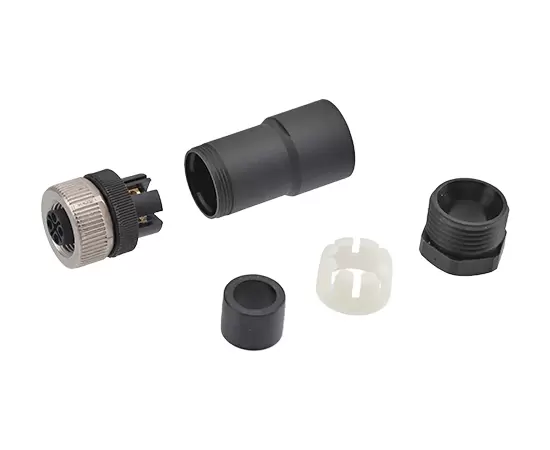 M12 Straight Female Plastic Assembled Plug (Power type, Screw)