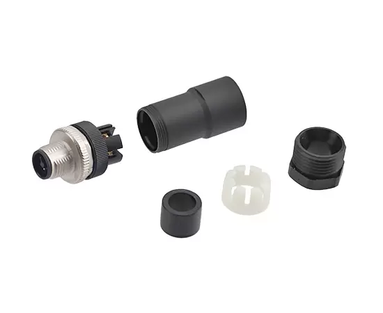 M12 Straight Male Plastic Assembled Plug (Power type, Screw)