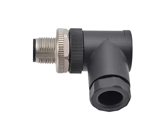 M12 Angled Male Plastic Assembled Plug (Power type, Screw)