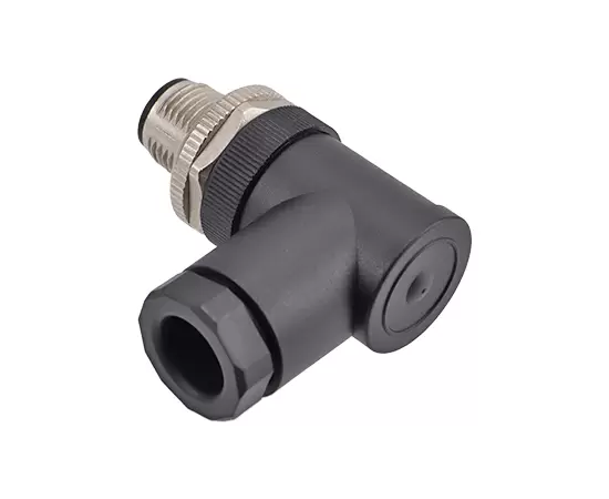 M12 Angled Male Plastic Assembled Plug (Power type, Screw)