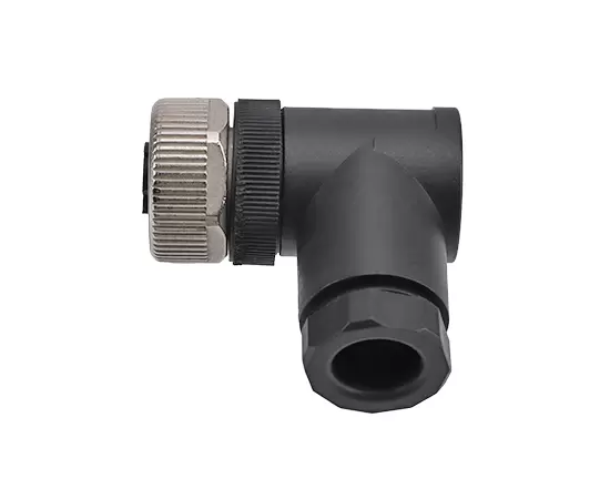 M12 Angled Female Plastic Assembled Plug (Power type, Screw)