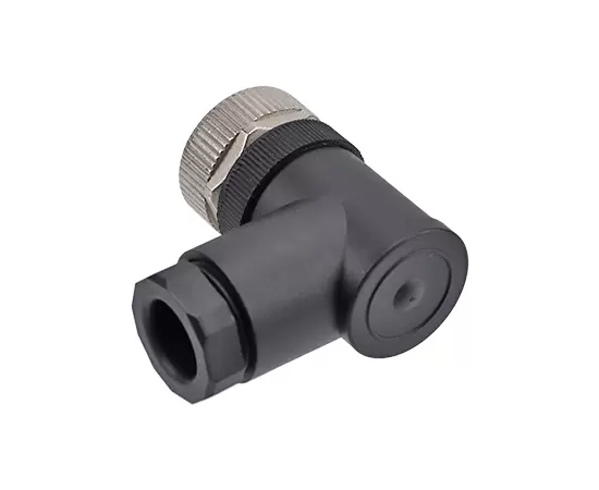 M12 Angled Female Plastic Assembled Plug (Power type, Screw)