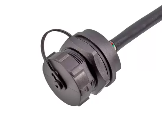 RJ45 Female Back Mount Receptacle with wire Glued (Threaded)