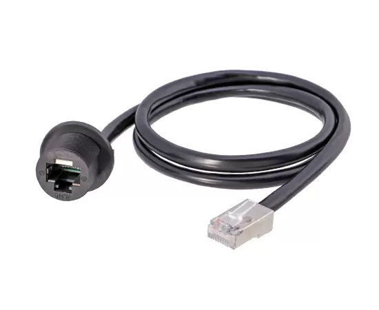 RJ45 Female Back Mount Receptacle with wire Glued (Threaded)