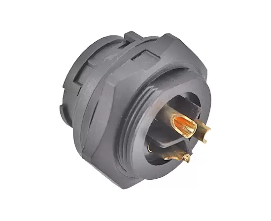 E13 Front Mount Solder Male Receptacle (Bayonet)