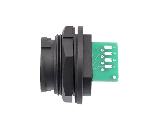E16 RJ45 Female Back Mount Receptacle (Bayonet) (External welding plate)