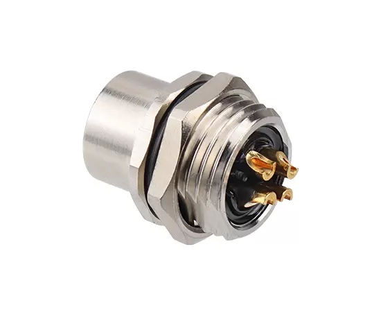 M12 Female Front Mount Socket (Power type, Solder, Screw M16*1.5/PG9)