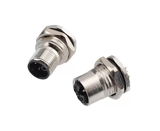 M12 Female Back Mount Socket (Power type, Solder, Screw M16*1.5/PG9)