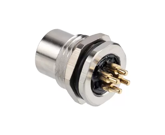 M12 Female Back Mount Socket (Power type, PCB, Screw M16*1.5/PG9)