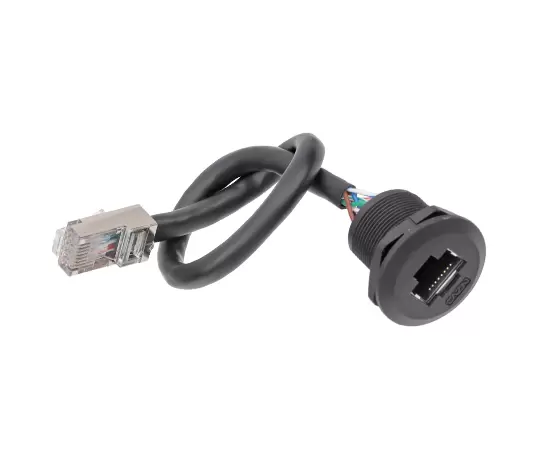 EP-RJ45 Panel front installation female socket/Male straight plug with wire glue filling(Threaded)