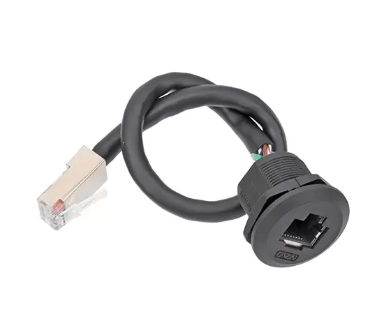 EP-RJ45 Panel front installation female socket/Male straight plug with wire no glue filling(Threaded)