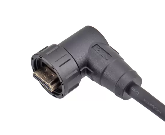 HDMI R/A Male to Straight Male Cable plug(Threaded)