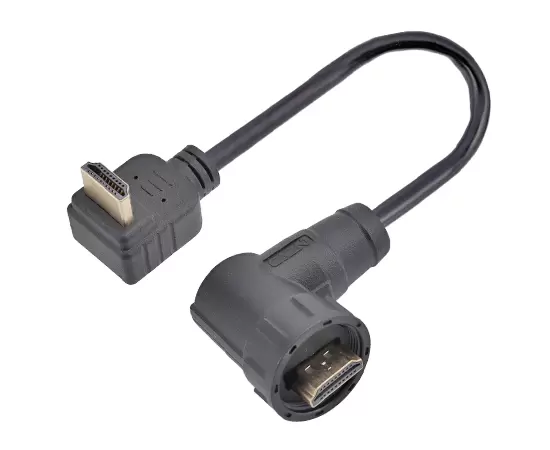 HDMI R/A Male to R/A Male Cable plug(Threaded)