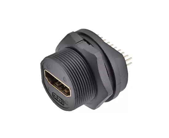 HDMI Female Back Mount PCB Receptacle(Threaded)