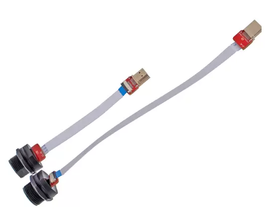 HDMI Female Back mount to Straight HDMI Male FFC Type(Threaded)