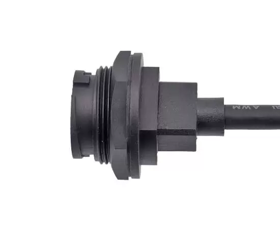 E16 HDMI Female Back Panel Mount Receptacle to R/A Male Cable(Bayonet)