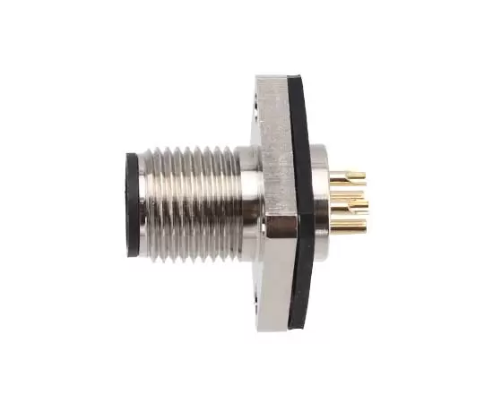 M12 Square Flange Male Socket (Solder, 14*14)