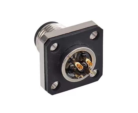 M12 Square Flange Male Socket (Solder, 14*14)