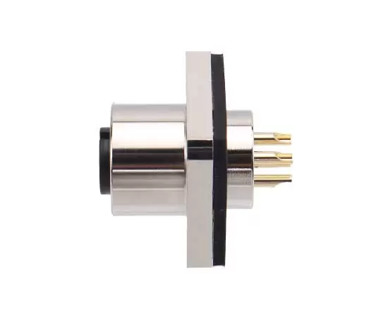 M12 Square Flange Female Socket (Solder, 14*14)