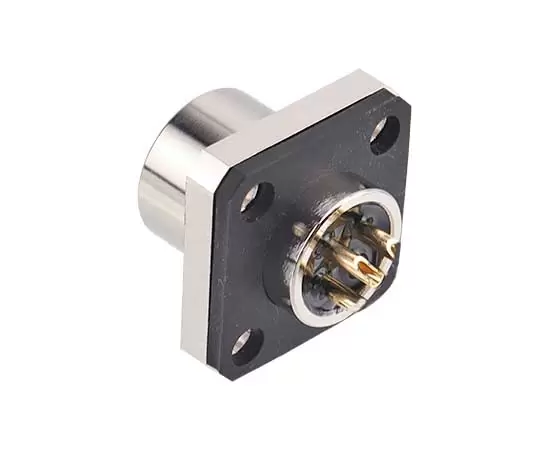 M12 Square Flange Female Socket (Solder, 14*14)