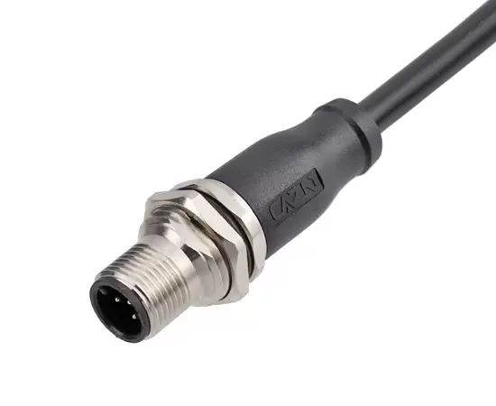 M12 Molded Male Socket With Shielded Tube Wiring Harness 1M 2M 5M Cable Length