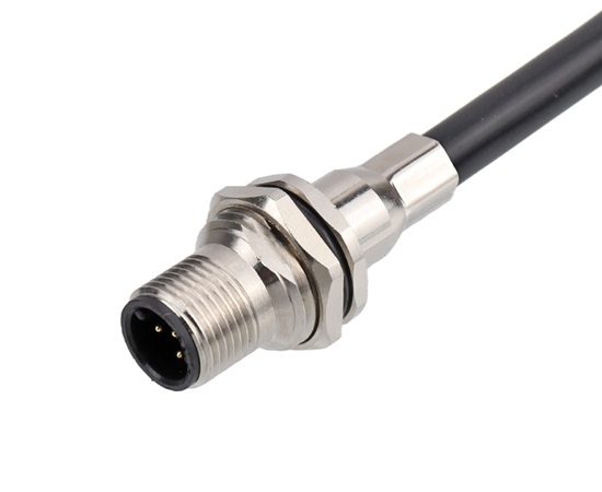 M12 Male Socket With Shielded Tube Wiring Harness 1M 2M 5M Cable Length
