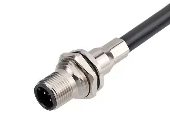 M12 Male Socket With Shielded Tube Wiring Harness 1M 2M 5M Cable Length