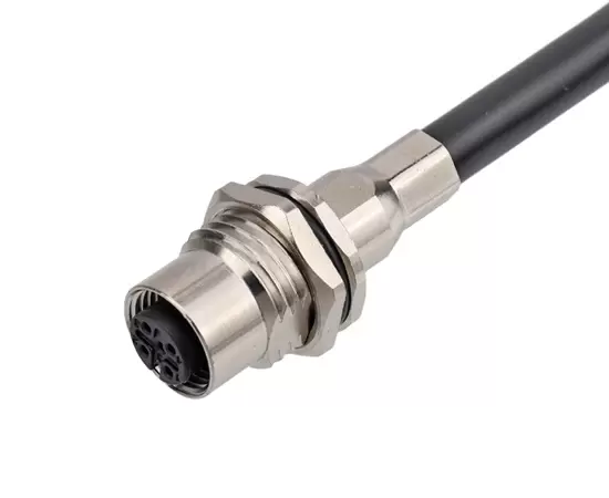M12 Female Socket With Shielded Tube Wiring Harness 1M 2M 5M Cable Length